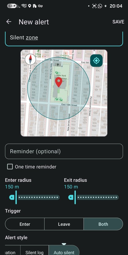 Location Alerts — auto-silent zone for school or class