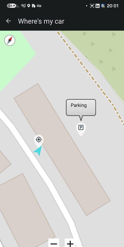 Location Alerts — where did I park, shown on a map